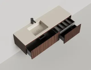 Подвесная тумба Salini Domino 27D216IN 160см шпон под встраиваемую раковину