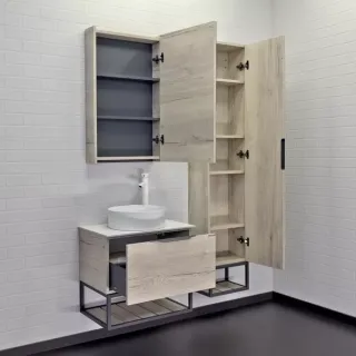 Тумба-умывальник Comforty Порто-60 дуб дымчатый с белой столешницей c раковиной Comforty 9111	00-00011397