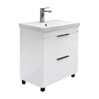 Тумба-умывальник Comforty Кама-60Н белый глянец с раковиной Comforty CF19696BX-60