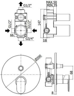 Смеситель для душа Paffoni Candy CA015CR (с внутренней частью)