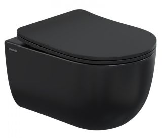 Подвесной унитаз Berges Ventas Black Rimless 082136 сиденье дюропласт Ventas Slim SO чёрный