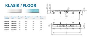 Душевой лоток Alpen Klasic/Floor CH-350K глянец с решеткой и опорами