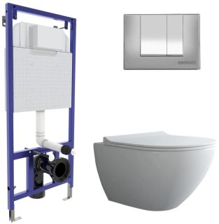 Комплект Berges 4в1 043247: инсталляция NOVUM525 кнопка S3 хром глянец унитаз Puma XL Rimless сиденье Toma Slim SO