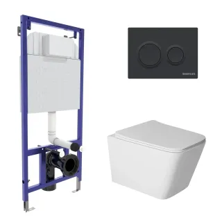 Комплект Berges 043404: инсталляция NOVUM кнопка O5 Soft Touch черная унитаз Sigma Rimless сидение дюропласт быстросъём