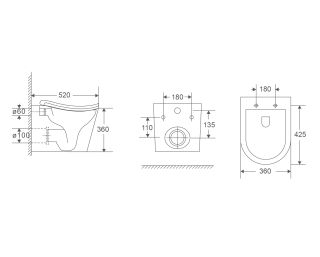 Унитаз подвесной безободковый (торнадо) DQ Bamberg 520*360*360мм, сиденье микролифт, белый (DT1556516)