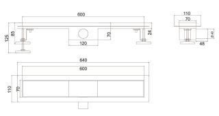Душевой лоток РМС ТЛ-01-60х7 60см нержавеющая сталь