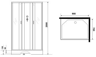 Душевая кабина Niagara NG-43975-14QBK 90x70см серебро/матовое