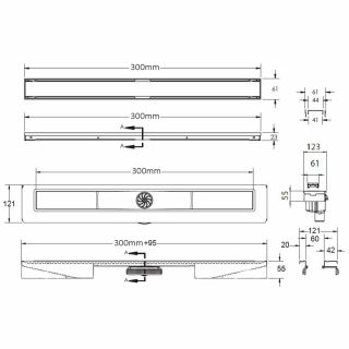 Душевой лоток Berges Wasserhaus C1 Norma 300 090034 с решеткой Матовый хром