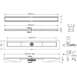 Душевой лоток Berges Wasserhaus B1 Antik 090126 80 Матовый хром