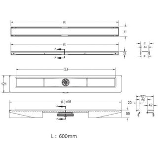 Душевой лоток Berges Wasserhaus B1 Antik 091024 60 Хром глянец