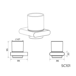 Стакан для ванной комнаты Knotlor SC101GM, оружейная сталь