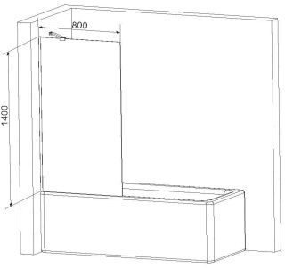 Шторка на ванну Am.Pm Gem 140x80см чёрный матовый W90BS-080-140BT