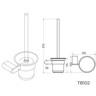 Ершик для унитаза Knotlor TB102GM, оружейная сталь