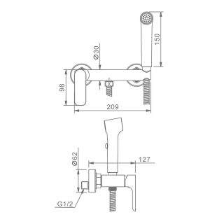 Гигиенический душ со смесителем Raglo R03.51.09 графит