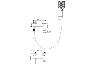 Смеситель для ванны с душем Wonzon & Woghand Cube 2.0 WW-88037068-BG брашированное золото