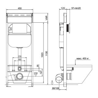 Инсталляция для подвесного унитаза Aquanika Basic ComboFix 10.702.45B.00.00