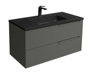 Подвесная тумба с раковиной Parly Spa Rhea60 чёрный матовый