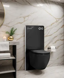 Модуль-инсталляция приставная для подвесных унитазов Ceruttispa G111B из чёрного стекла