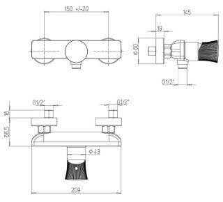Смеситель для душа Paini Domus 18PJ511PZ матовое золото
