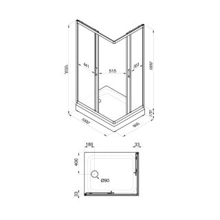 Душевой уголок Triton Фьюжн Щ0000064850 100x80 см профиль белый стекло с узором