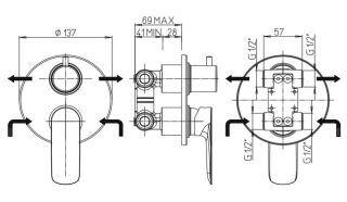 Встраиваемый смеситель для душа Paini Nove 09YO6911 с дивертором чёрный