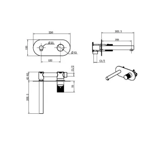 Встраиваемый смеситель для раковины Boheme Diamond 125-SGM оружейная сталь