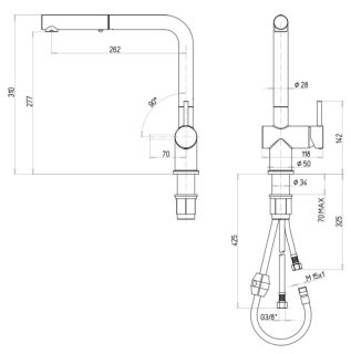 Смеситель для кухни Paini Cox HD94566CR1KM granite avena