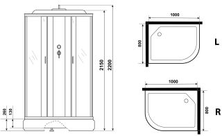 Душевая кабина Niagara NG-33084-14RF с гидромассажем 100x80см серебро/матовое