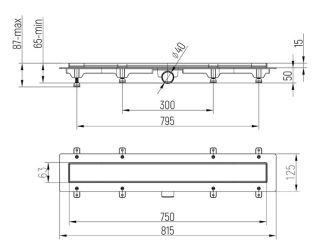 Душевой лоток Paini Line CH750LN с рамкой 75см хром глянец