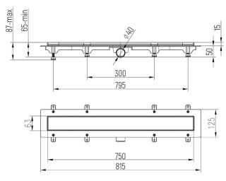 Душевой лоток Paini Line CH750LC 75см чёрный матовый