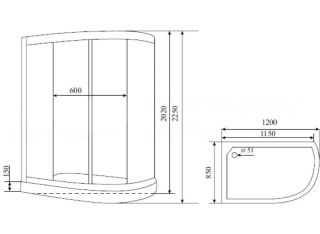 Душевая кабина Timo Standart T-5502L 120x85см