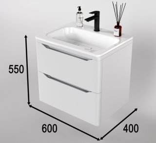 Тумба под раковину Style Line Марелла 60 Люкс Plus СС-00002404 белый матовый