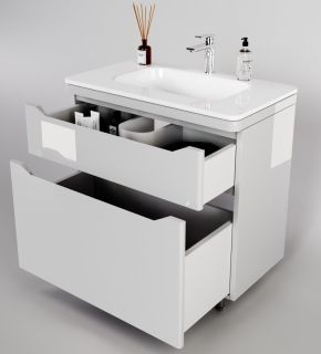 Тумба под раковину Style Line Марелла 90 Люкс Plus СС-00002417 белый глянец