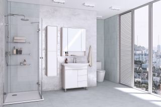 Зеркальный шкаф Акватон Рико 80см белый/ясень фабрик 1A215302RIB90