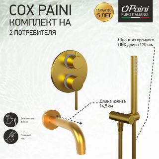 Душевой комплект Paini Cox 78PJSET26911BATH матовое золото