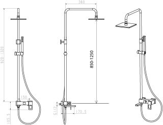 Душевая стойка Boheme Q чёрный/красный 148-BR