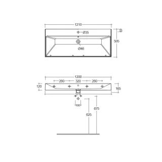 Раковина Kludi Resa 59WW12139 120 см чёрный матовый