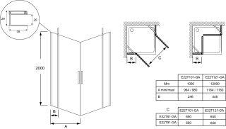 Душевая дверь Jacob Delafon CONTRA E22T101-GA 100*200