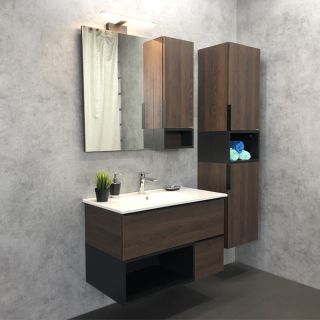 Comforty Тумба-умывальник "Франкфурт-75" дуб шоколадно-коричневый с раковиной COMFORTY 75E