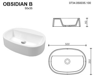 Раковина Whitecross Obsidian B 0734.050035.100 50см белый глянец