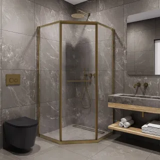 Душевой уголок Timo T34L 100x100 см левый золото матовое