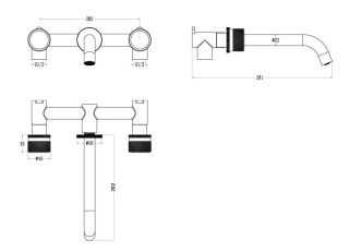 Встраиваемый смеситель для раковины Boheme Stick Linea 152-2-CB.3 брашированная медь