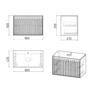 Тумба под раковину Grossman Кристалл 108044 80 см подвесная цвет бежевый