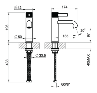 Смеситель для раковины Gessi Inciso 58002.707 чёрный брашированный