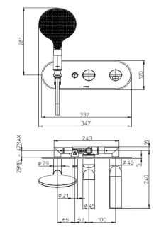 Встраиваемый смеситель для ванны Bossini Apice Z00557.073 чёрный матовый