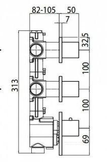 Скрытая часть термостата Bossini Z030201000 на два потребителя