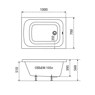 Акриловая ванна Triton Литл Щ0000066027 100x70 см белый