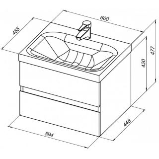 Тумба под раковину Aquanet Беркли 254289 60 см белый/дуб рошелье