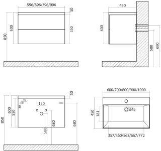 Подвесная тумба под раковину Art&Max Verona Push 80см венециано AM-Verona-Push-800-2C-SO-Ven