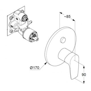Встраиваемый смеситель для ванны и душа Kludi Pure&Solid хром 346590575